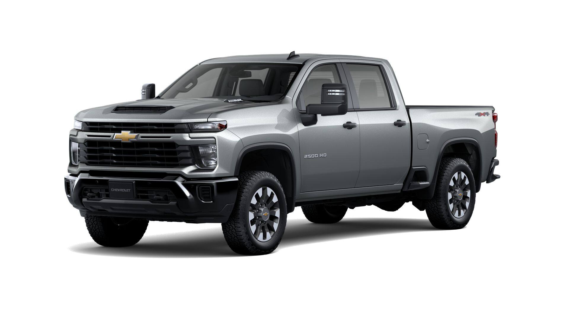 2026 Chevrolet Silverado 2500 HD Custom in Sterling Gray Metallic — front three-quarter view