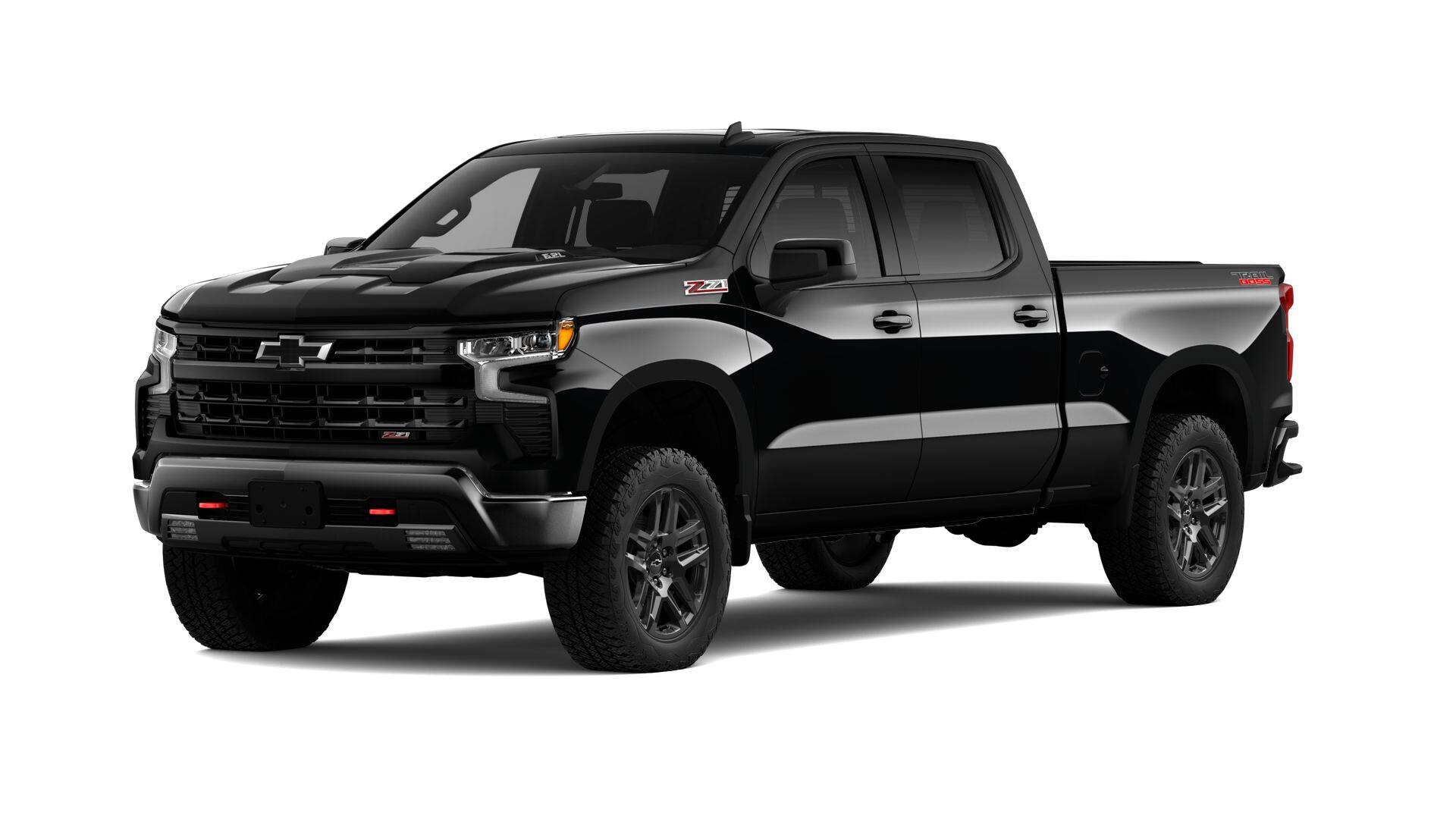2026 Chevrolet Silverado 1500 LT Trail Boss in Black — front three-quarter view