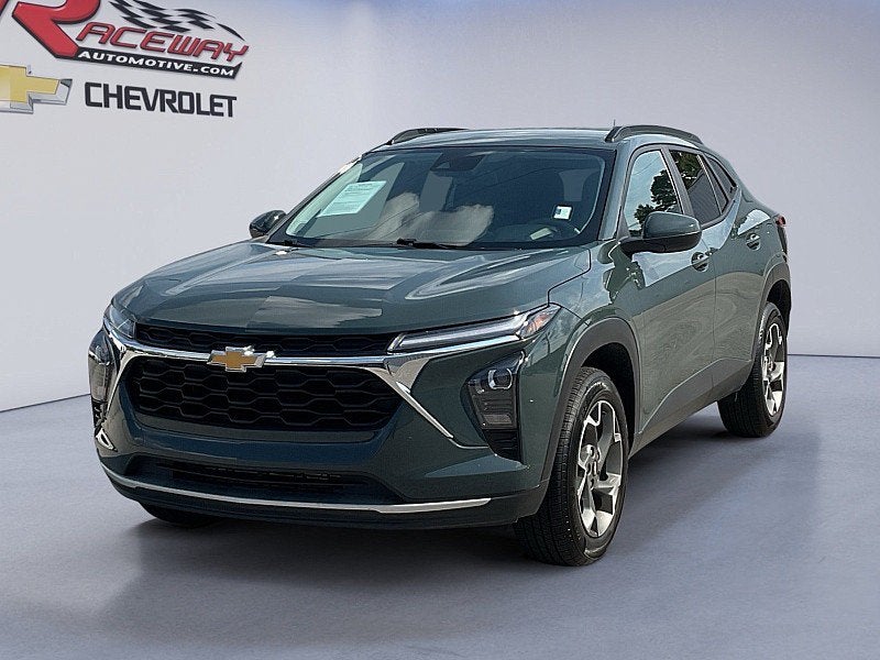 2025 Chevrolet Trax LT in Cypress Gray — front three-quarter view